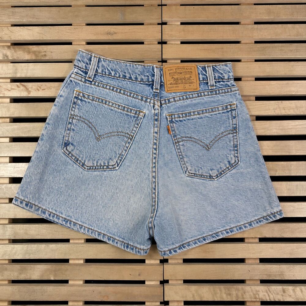 Vintage 1996 Orange Tab Levi’s 512 Denim Shorts Kid's Size 14 High Rise 2.5"